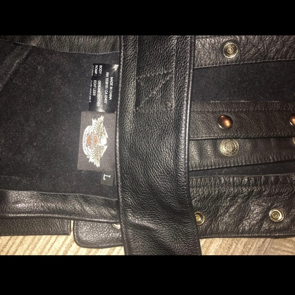 Harley Davidson Large men's black leather chaps uncut 44 long - Picture 2 of 9